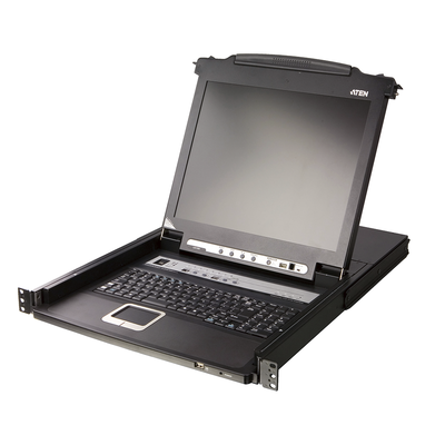 [CL5708M] Consola LCD single rail con switch KVM integrado |VGA PS/2-USB de 8 puertos | Conexión Daisy Chain | Módulo LCD 17" TFT-LCD
