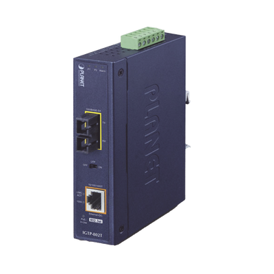 [IGTP-802T] Convertidor de medios industrial PoE+ 1000BASE-SX a 10/100/1000BASE-T 802.3at (SC,MM) -550 m