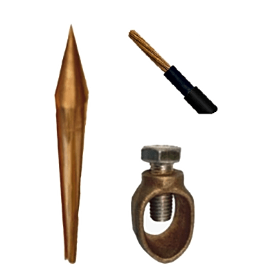 [TG-KIT-VAR15] Kit Básico para Tierra Física con Varilla de  5/8" de 1.5 m de Largo, Opresor y 10 Metros de Cable Negro  6 Awg.