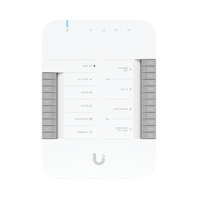 [UA-HUB-DOOR] UniFi Access Hub Door, puede conectar 2 lectores y 2 cámaras (no incluidos) para controlar solo una puerta / 2 terminales AUX y 4 entradas adicionales (sensores y botones) POE 802.3bt no incluido