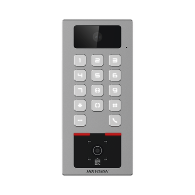 [DS-K1T502DBWX-CQR] Teclado con Lector Físico de QRs para Exterior Antivandálico IP65 & IK09 con función de Videoportero Multiapartamento / Tarjeta, Código QR, PIN o App HikConnect  / Cámara 2 MP compatible con NVRs / Soporta b
