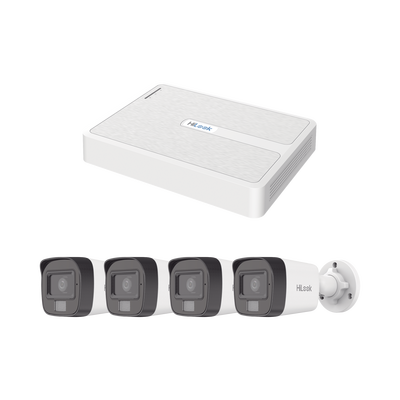 [KIPH4B4MP/A] Kit IP 2 Megapixel / NVR de 8 Canales con 8 Puertos PoE / 4 Cámaras IP Bala Dual light para Exterior / Micrófono Integrado