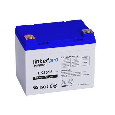 Batería 12 V 35 Ah AGM | Certificada UL94-HB Resistencia a la flama básica | Especial para Seguridad Electrónica | Vida útil 5 años | Terminales T1