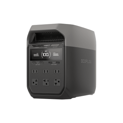 [EFD3] Estación de Energía Portátil Delta 3 1024Wh Litio LFP / 6 AC 1800 W (Max. 2200W) / 2 USB-C 100W / Capacidad para Aumentar Respaldo / Cargador de Coche 10A a 12.6V / Conectividad WiFi y Bluetooth (App) / Carga Solar 500W Max.