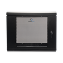 Gabinete de Pared de 9U con Puerta de Cristal Templado, 455 mm de Profundidad, Rack de 19'', Acero Reforzado Color Negro.