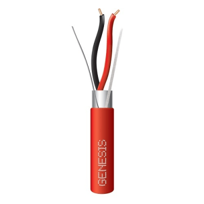 Carrete de 305 Metros (1000 Pies) de Alambre / 2 x 12 AWG / Riser / Blindado / Para Aplicaciones de Incendio FPLR / Sólido Color Rojo
