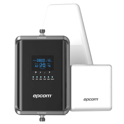 [EP-5G-PBS-V2] Kit Amplificador de Señal Celular 2G, 3G, 4G y 5G / Mejora llamadas convencionales y VoLTE / Amplifica señal de TELCEL, AT&T, MOVISTAR, BAIT,DiRi y más / Cubre hasta 300 m² con una antena y hasta 600 m² con 2 antenas.