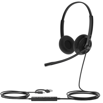 Diadema Alambrica Yealink UH34 Lite Dual USB-C/A con Almohadillas de Esponja y Compatibilidad UC Multiplataforma