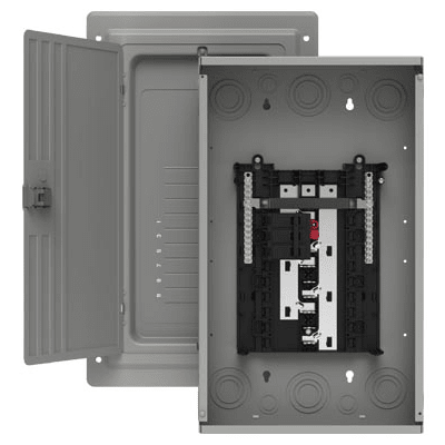 [S1224B3100] Centro de carga trifásico 3 Fases, 4 Hilos para interruptores QP, de 12 polos - 24 circuitos, 120/240vca, Barras de aluminio 100 Amp, Nema 1, uso interior. Incluye tapa.
