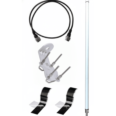 [ACC-IOT-KAN09-01] Antena LoRa Exterior Omnidireccional / 5dBi / Frecuencia 860-930 MHz / IP67 / Resistencia al Viento 200 km/h / Kit de Montaje en Poste / Cable Coaxial 1 metro