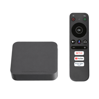 [LP1TVBOX] STB 4K Android con Google TV / Alto Rendimiento / Conexión Wi-Fi y por Cable / Control Remoto Bluetooth / Salida HDMI / Software de Gestion para ISP´s