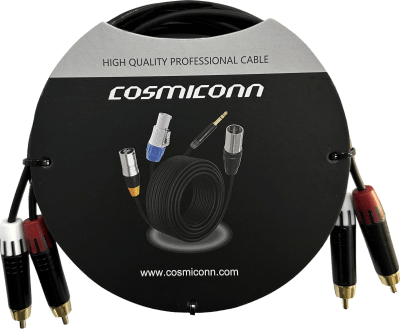[CRC03-2RM-2RM-2-001] Cable 2 RCA x 2 RCA, conectores negros, con diferenciador de blanco y rojo (2x MT380-RD - 2x MT380-WH), length 2m