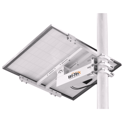 [WIBRKP133] Soporte/Montaje para Panel Solar WI-BRKP133 para Postes / Estructura Galvanizada SGCC 2 mm / Ajuste Ángulo 0-75° / Compatible Postes Redondos 76-133 mm y Cuadrados 50-130 mm / Paneles hasta 900 mm Ancho y 35 mm Grosor / Resistente Corrosi&o