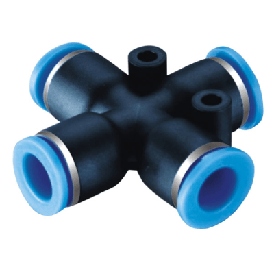 Conector Neumático a Presión en Cruz / Diámetro Exterior Tubo 8 mm / Para Sistemas Neumáticos Industriales / Conexión Rápida y Segura