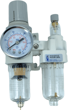 Unidad de Mantenimiento Neumático NTA-AC2010-02 / Lubricador y Regulador con Filtro / Puerto G1/4´´ / Presión Máxima 150 psi / Caudal 1000 l/min / Precisión de Filtrado 40µm