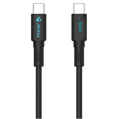 [AKPAC6SM60W] Cable de Carga USB-C a C / Magnético / Fast-Charging / Potencia 60W / Velocidad Transferencia 480 Mbps / Material Silicona No Tóxica / Conector Aluminio Anodizado