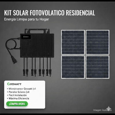 [NEO2500MX2KIT] Kit Solar Interconexion  / 2.5kW  220Vca / Microinversores Growatt / Montaje Incluido