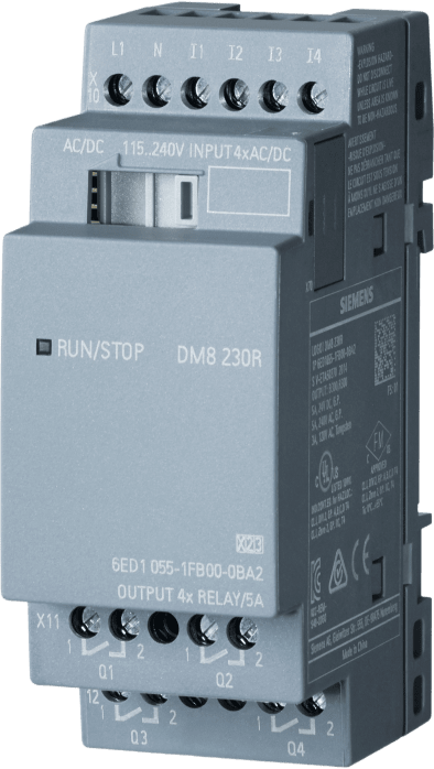 [6ED1055-1FB00-0BA2] Módulo de Expansión LOGO! DM8 230R / 230V AC/DC / 4 Entradas Digitales / 4 Salidas Relay / 2 MW / IP20 / Aprobaciones Internacionales