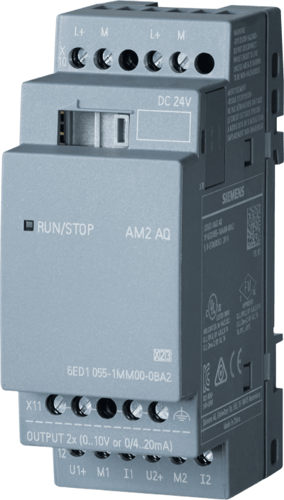 Módulo de Expansión LOGO! AM2 AQ / 2 Salidas Analógicas / 0-10V 0/4-20mA / 24V DC / IP20 / Aprobaciones Internacionales