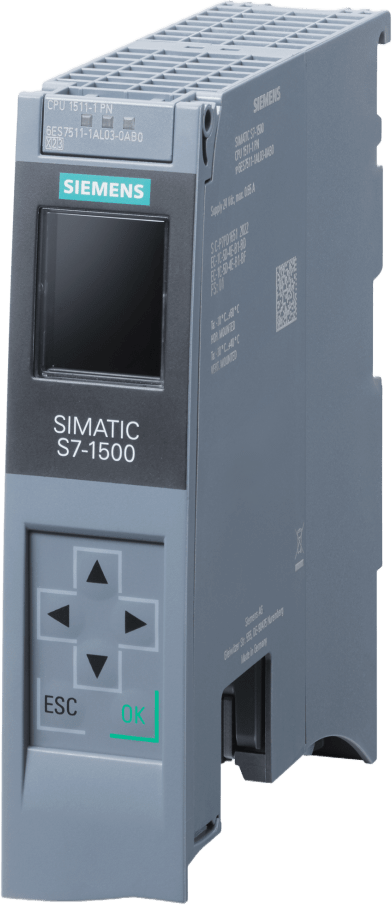 [6ES7511-1AL03-0AB0] CPU PLC SIMATIC S7-1500 / 1511-1 PN / Memoria 300 KB Programa + 1.5 MB Datos / PROFINET IRT 2-Port / 6 ns Performance / FW V4.1 / OPC UA Server-Client