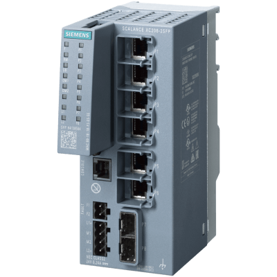 [6GK5206-2BS00-2AC2] Switch Industrial SCALANCE XC206-2SFP / 6x RJ45 10/100 + 2x SFP 100/1000 / Layer 2 Gestionable / IEC 62443-4-2 Certificado / Redundancia MRP-HRP-RSTP / PROFINET IO Device / -40°C a +70°C