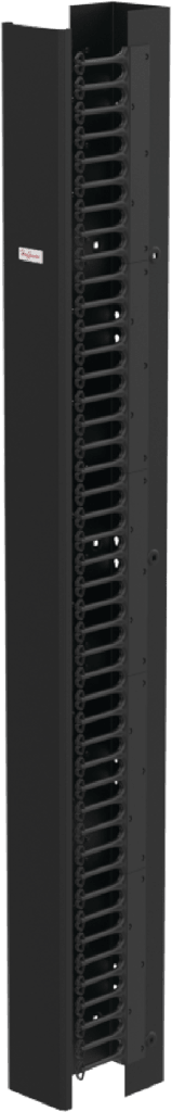 [EC6S7] Gestor Vertical de Cableado CableTek-EC, Una Cara, 45U, Acero 1.9 mm, Negro RAL 9005, Montaje Universal 4 Postes, Cubierta Frontal Extraíble, Soporte Cat 5e/6/6A/Fibra