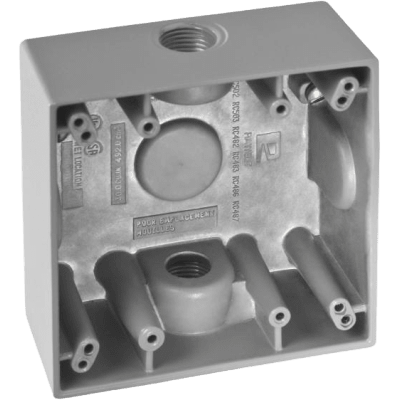 [RC0482] Caja Cuadra de 1/2" a Prueba de  Intemperie/ Cuenta con 2 salidas.