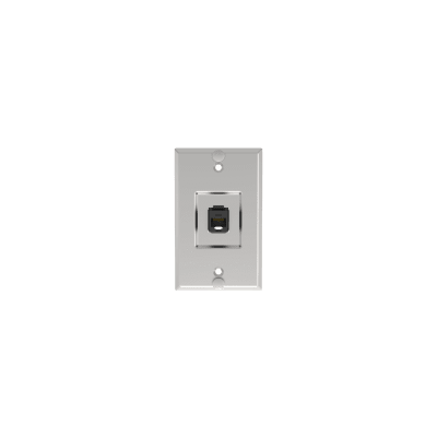Placa de Pared Telefónica, Salida de 1 Puerto Keystone, Con Jack Cat5e Estilo TP, de Acero Inoxidable