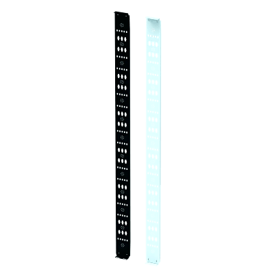 [PS1CLP45UB] Organizador Vertical para Amarre de Cables / Acero Dulce / 2068 x 122 x 19 mm (81.4 x 4.8 x 0.75 in) / Negro Intenso RAL 9005 / Montaje sin Herramientas / Compatible con Accesorios de Gestión