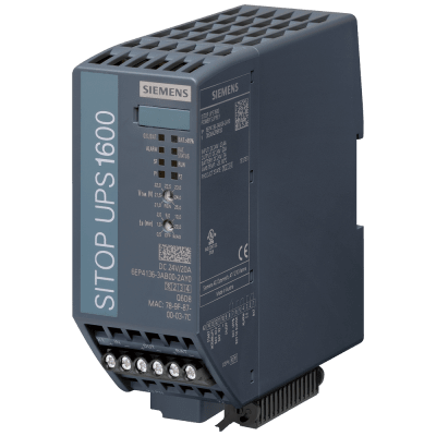 Fuente de Poder Ininterrumpible SITOP UPS1600 / 24 V DC / 20 A / Ethernet PROFINET / OPC UA Server / Web Server / Buffering Ajustable 0.5-20 min / IP20