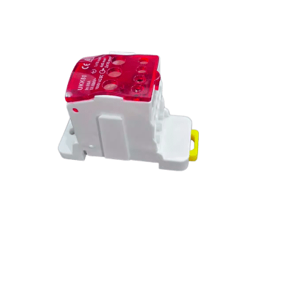 Bloque de distribución rojo de 1 entrada y 6 salidas