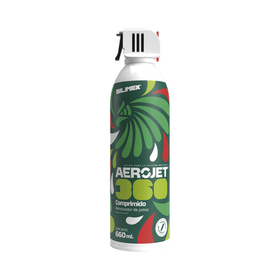 [AEROJET360-MEX] Removedor de polvo y residuos (aire comprimido) con aplicación 360º para limpieza de equipos electrónicos, válvula anti-estallamiento, 660 ml