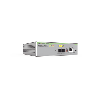 [AT-PC2000/SC-90] Convertidor de medios Gigabit Ethernet PoE+ a fibra óptica, conector SC, multimodo (MMF), distancia hasta 550 m