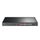 Switch PoE+ No Administrable de 16 puertos 10/100 Mbps / 2 puertos 10/100/1000 Mbps en Combo con 2 Puertos SFP / Presuuesto PoE 250 W / Extensor PoE de hasta 250 metros