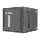 Gabinete PanZone de Montaje en Pared, de 19in, Puerta con Ventana de Seguridad, 12 UR, 762mm de Profundidad, Color Negro