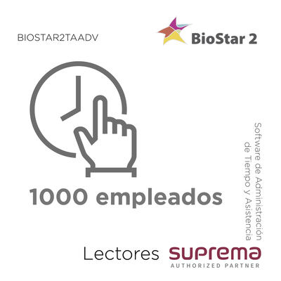 [BIOSTAR2TAADV] Software de Administración de Tiempo y Asistencia hasta 1000 empleados, para Lectores SUPREMA