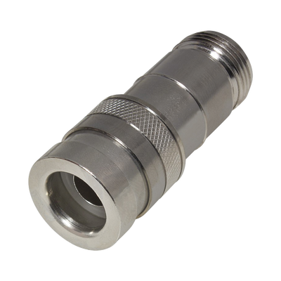 [COMP-NF-400] Conector N Hembra de Compresión, en Línea para LMR-400, CNT-400, RG-8/U, Plata/ Oro/ Teflón.