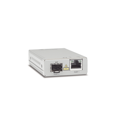 [AT-MMC2000/SP-960] Convertidor de medios Gigabit Ethernet a fibra óptica con puerto SFP, con fuente de alimentación multi-región