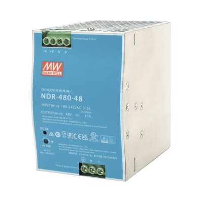 [NDR-480-48] Fuente de Poder Industrial de 480W, salida 48 Vcc, para montaje en riel Din