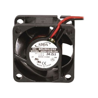 [1928118] Ventilador Axial, sin Escobillas de 40 X 40 X 20 mm, Rodamiento de Baleros, Cables de 30 cm, 12 Vcc, 100 mA, 8.8 CFM.