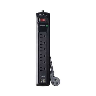 [CSP604U] Multicontacto Con Supresor de Picos, Voltaje de Entrada 125 Vca NEMA 5-15P, Con 6 Salidas NEMA 5-15R, 2 Puertos de Carga USB, 1200 Joules