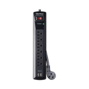 Multicontacto Con Supresor de Picos, Voltaje de Entrada 125 Vca NEMA 5-15P, Con 6 Salidas NEMA 5-15R, 2 Puertos de Carga USB, 1200 Joules
