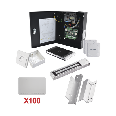 [KIT-TARJETA-01] Kit de Control de Acceso con TARJETA para 1 Puerta con lector de Entrada y Salida  / TODO INCLUIDO / Software IVMS4200 incluido