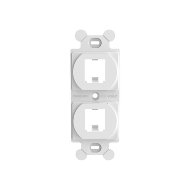 [CF1062WHY] Marco de Módulo Dúplex, Para Placas Frontales Estándar NEMA 106, Acepta 2 Módulos Mini-Com, Color Blanco
