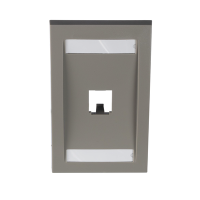 [CFPE1IGY] Placa de Pared Vertical Ejecutiva, Salida Para 1 Puerto Mini-Com, Con Espacios Para Etiquetas, Color Gris