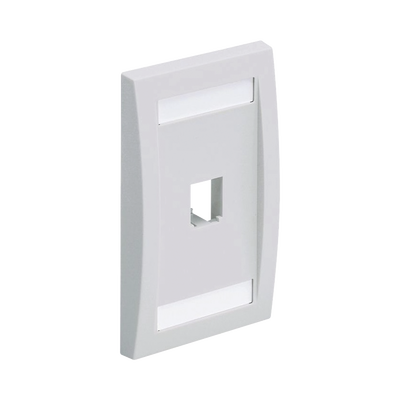 [CFPE1WHY] Placa de Pared Vertical Ejecutiva, Salida Para 1 Puerto Mini-Com, Con Espacios Para Etiquetas, Color Blanco