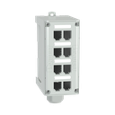 Panel de Parcheo Modular para Fibra Óptica, de Instalación en Riel DIN Estándar de 35mm, 8 Puertos Mini-Com, Color Gris