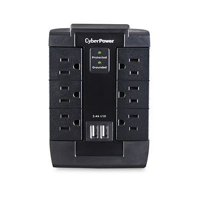 [P600WSURC1] Multicontacto con Supresor de Picos de Pared, Voltaje de Entrada 125 Vca NEMA 5-15P, Con 6 Salidas NEMA 5-15R, 2 Puertos de Carga USB, 1200 Joules