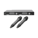 Kit de Microfonía inalámbrico | 2 Micrófonos de mano | Receptor UHF | Pantalla LCD | 200 Canales | Gran cobertura
