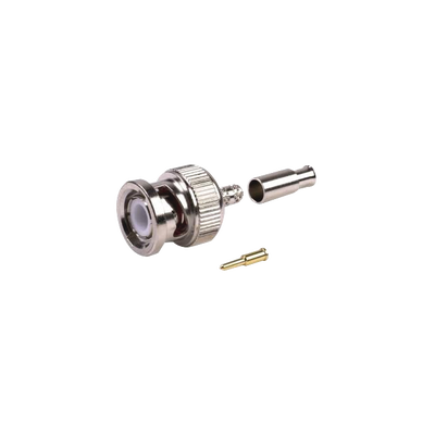 [RFB-1106-5] Conector BNC Macho de Anillo Plegable para Cables RG-174/U, 8216, Niquel/ Oro/ Teflón.